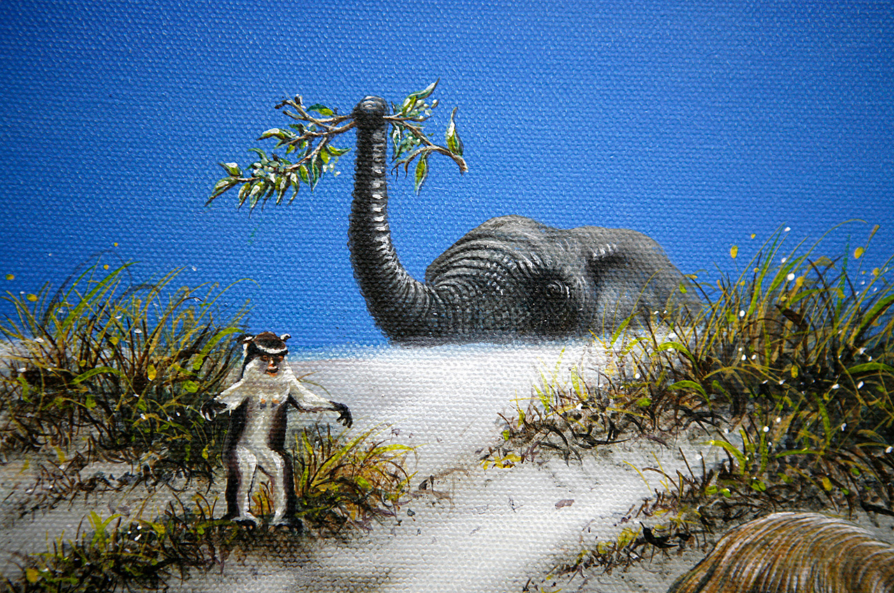 Dolphins universe animals birds - Elephant-Monkey - Oil painting 8