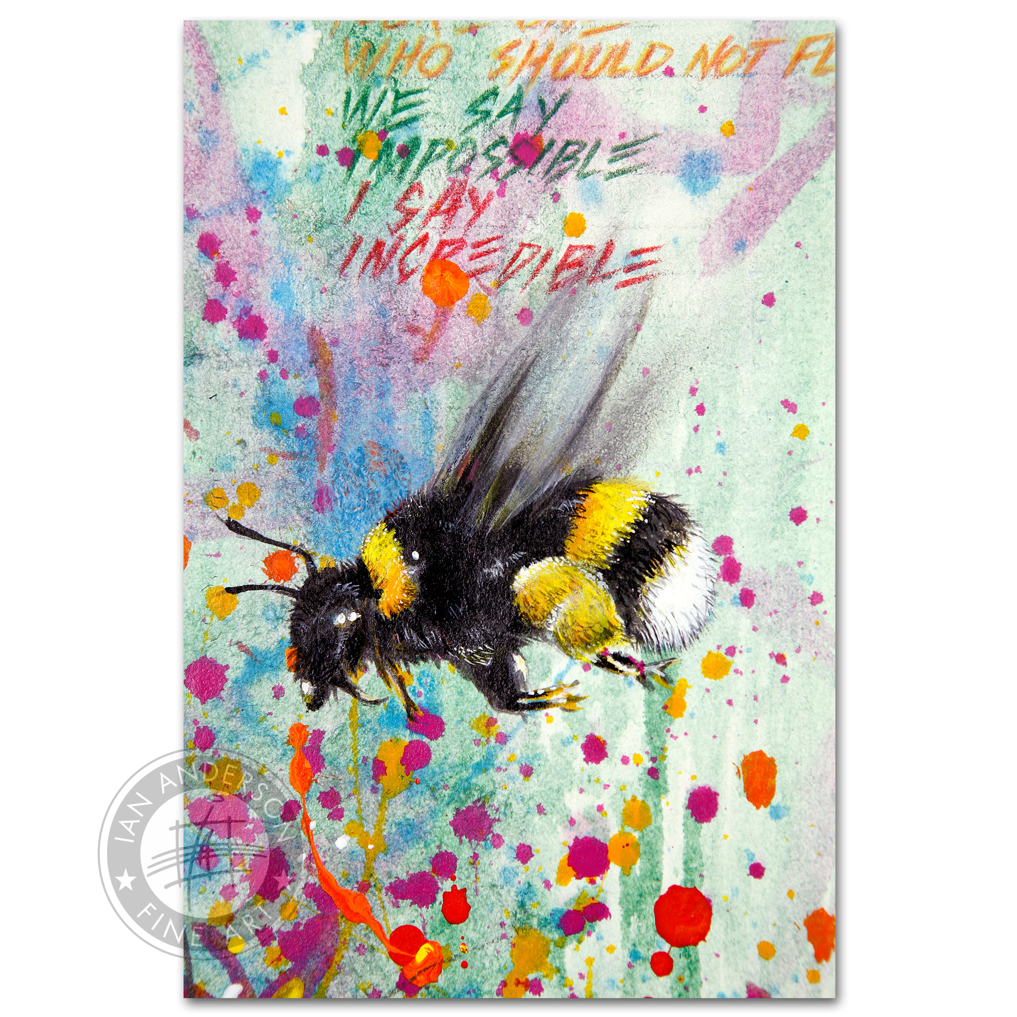 The Bumblebee and flora  -  Mixed Media painting - Image 2