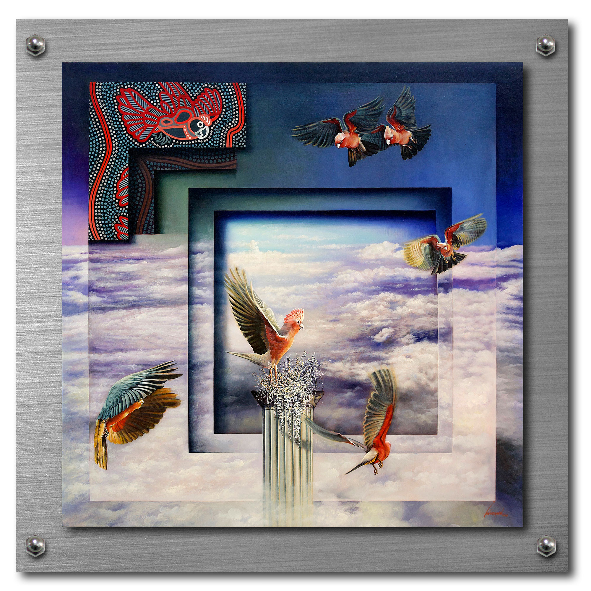Oil painting - Pink Galahs Joy - Indigenous art Gallery