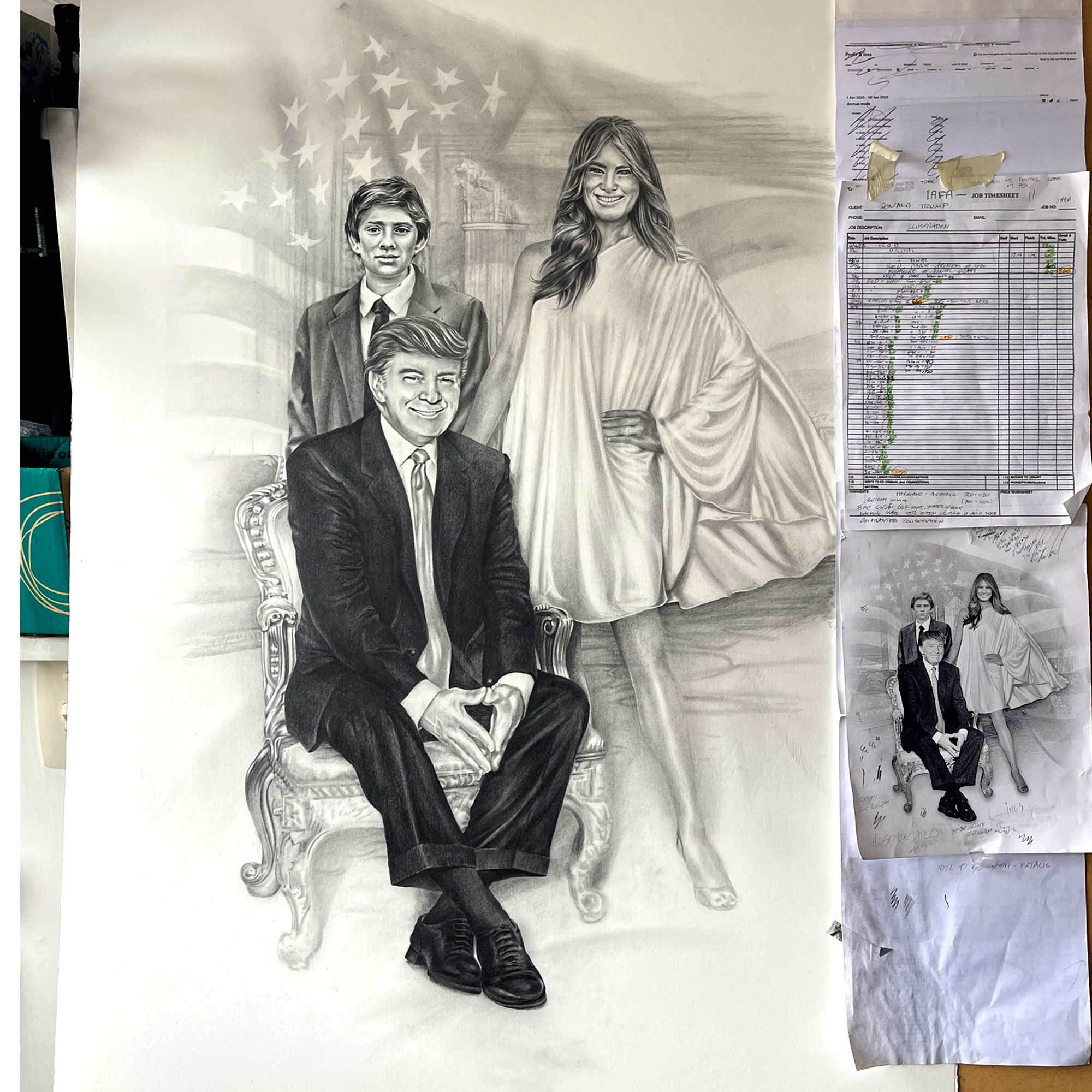 Donald Trump and family with Melanie and Barron portrait leaving a legacy